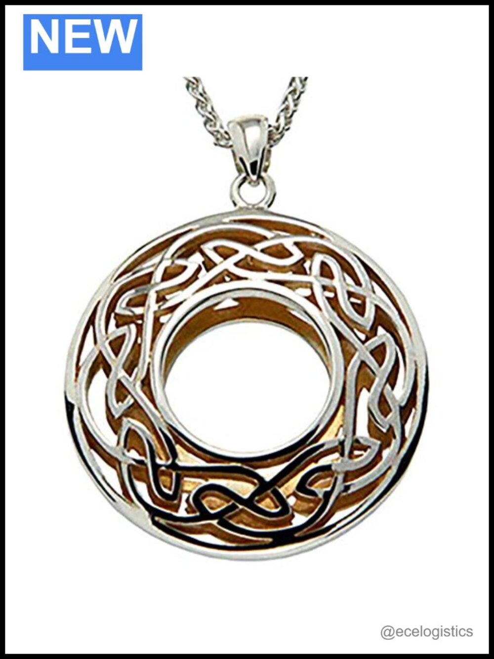 Sterling Silver & 22k Gilded Gold Window to the Soul Round Necklace